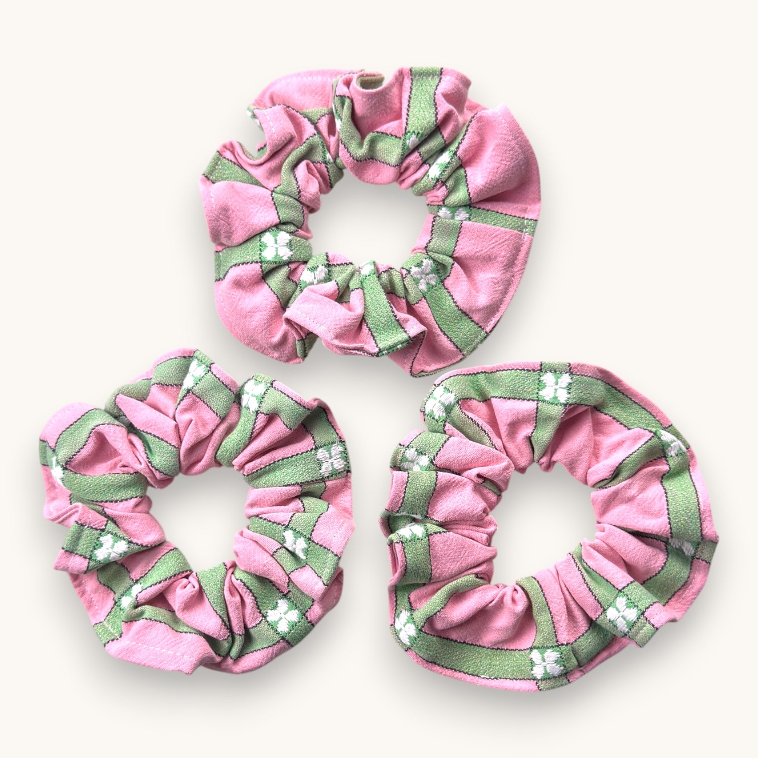 Maxi-Chouchou Rose & Vert Vintage fait main upcyclé – Quintín