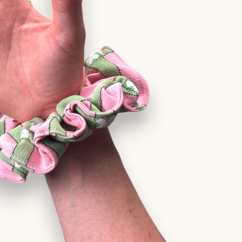 Maxi-Chouchou Rose & Vert Vintage fait main upcyclé – Quintín