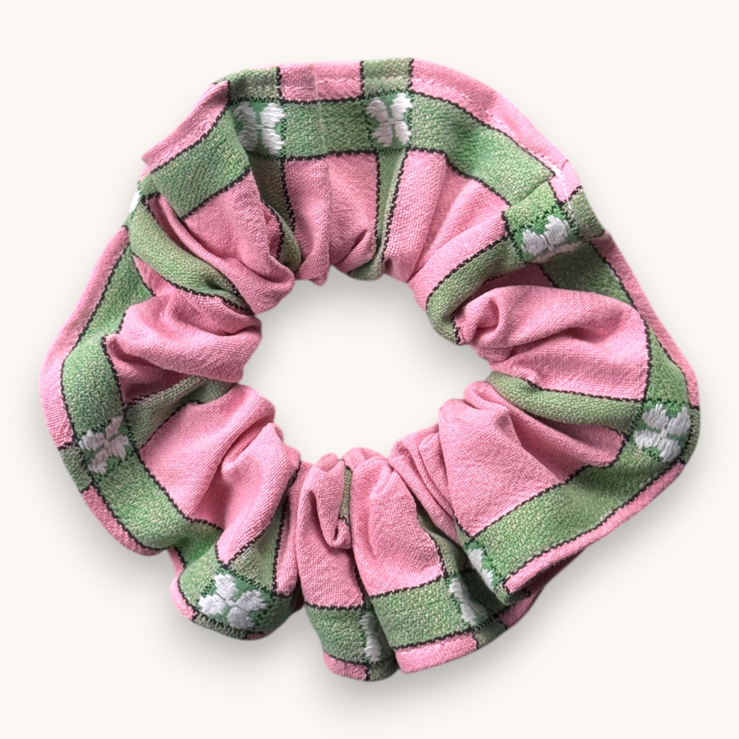 Maxi-Chouchou Rose & Vert Vintage fait main upcyclé – Quintín