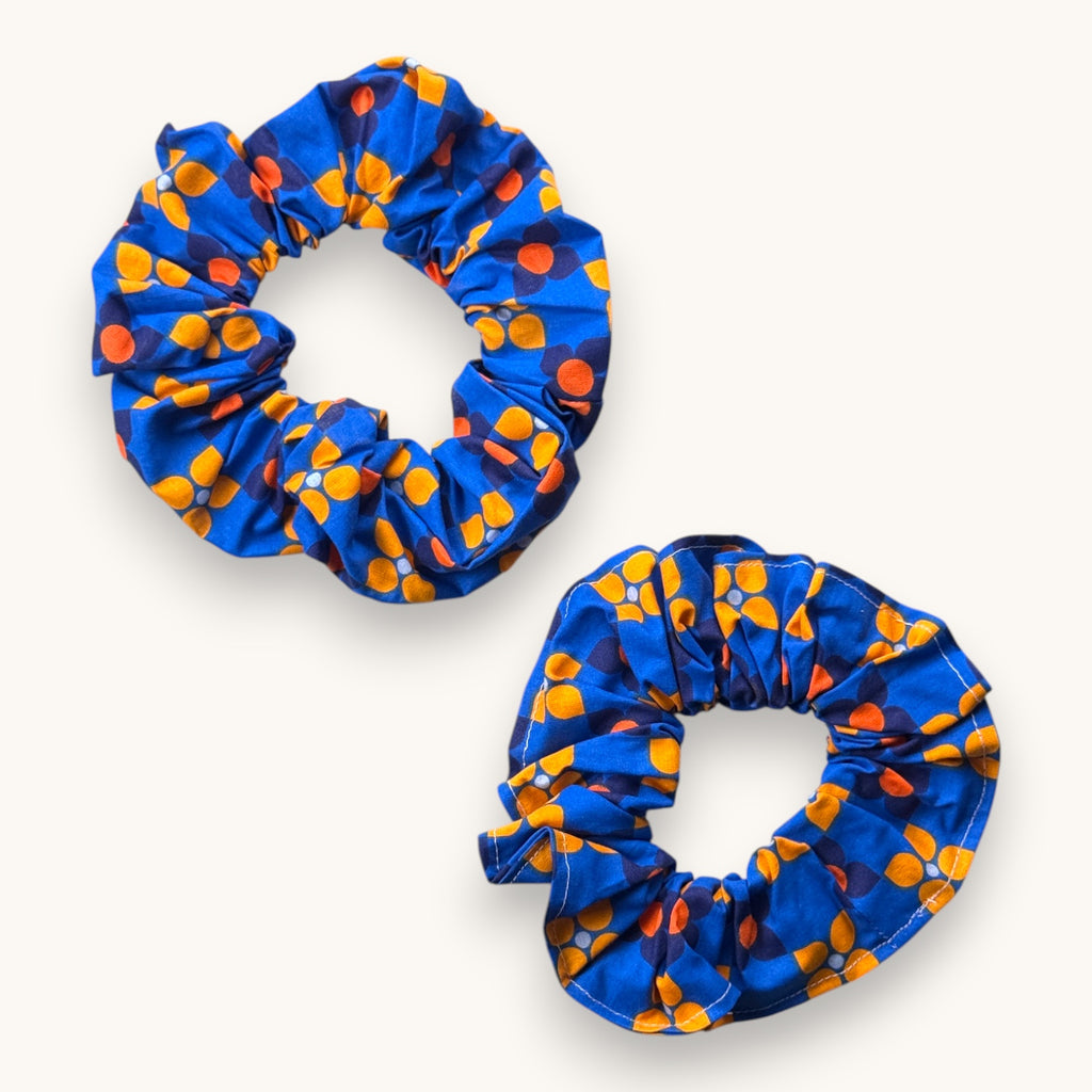 Maxi-Chouchou Pois Pop Bleu & Orange années 70 fait main upcyclé – Quintín