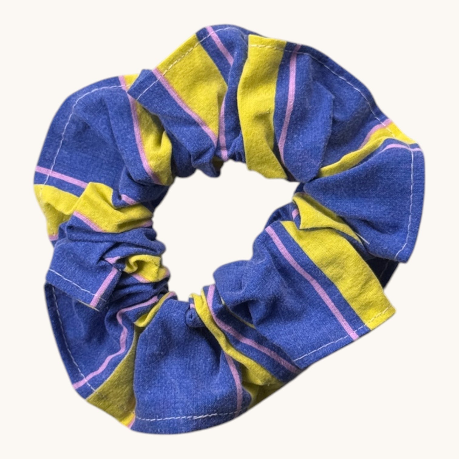 Maxi-Chouchou Rayures 90's Bleu Jaune fait main upcyclé – Quintín