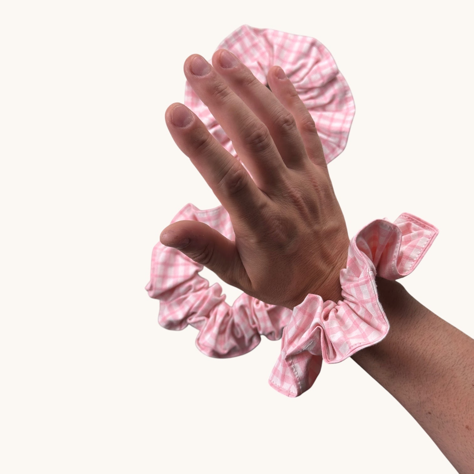 Maxi-Chouchou Vichy Rose Grand Carreaux fait main upcyclé – Quintín
