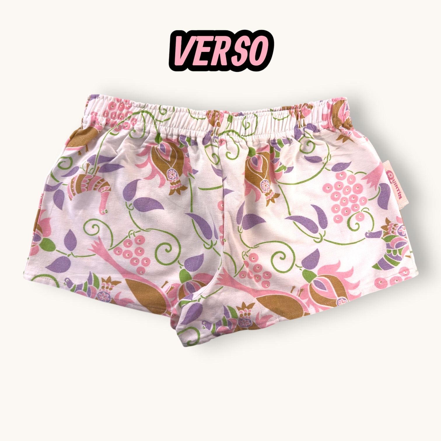 Mini-short Héritage Viviane – Collection Fleurs & Rose Bonbon – Quintín