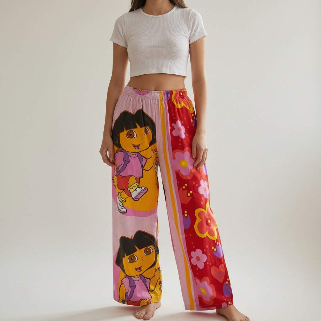 Pantalon oversize Dora – Coton upcyclé – Taille unique S à L – Unisexe – Collection Pop Culture – Quintín