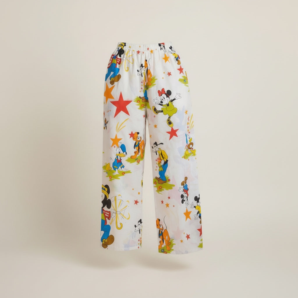 Pantalon oversize Disney 70's – Coton upcyclé – Taille unique S à L – Unisexe – Collection Pop Culture – Quintín