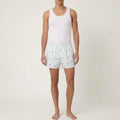 Short parachute Fleurs Bleues – Coton upcyclé – Taille unique S à L – Unisexe – Collection Fleurs – Quintín
