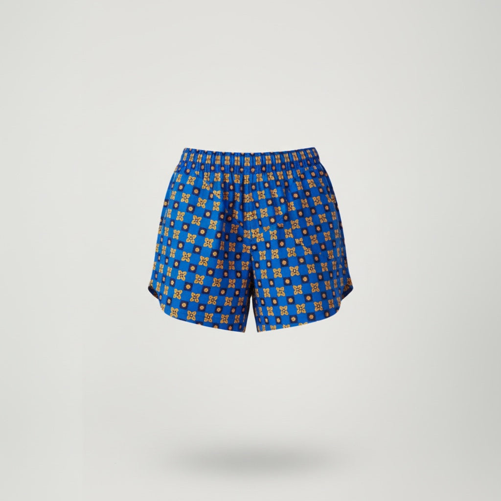 Shorts Paracaídas Retro Geométricos – Algodón Reciclado – Talla Única S a L – Unisex – Colección Años 70 – Quintín
